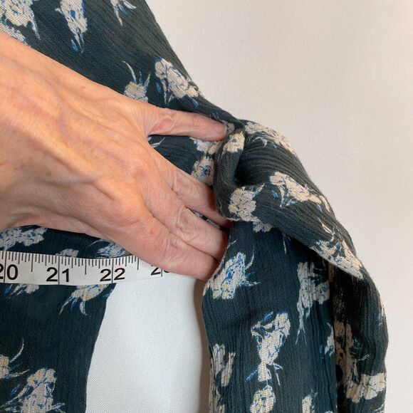 Denim & Supply Ralph Lauren RL Boho Green Floral Peasant Tie Front Size M - Picture 5 of 7